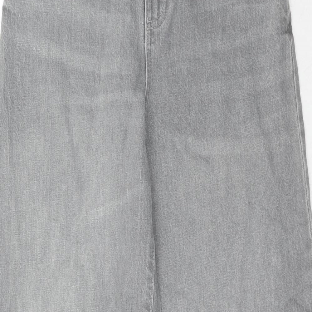 Marks and Spencer Womens Grey Cotton Tapered Jeans Size 6 Slim Zip