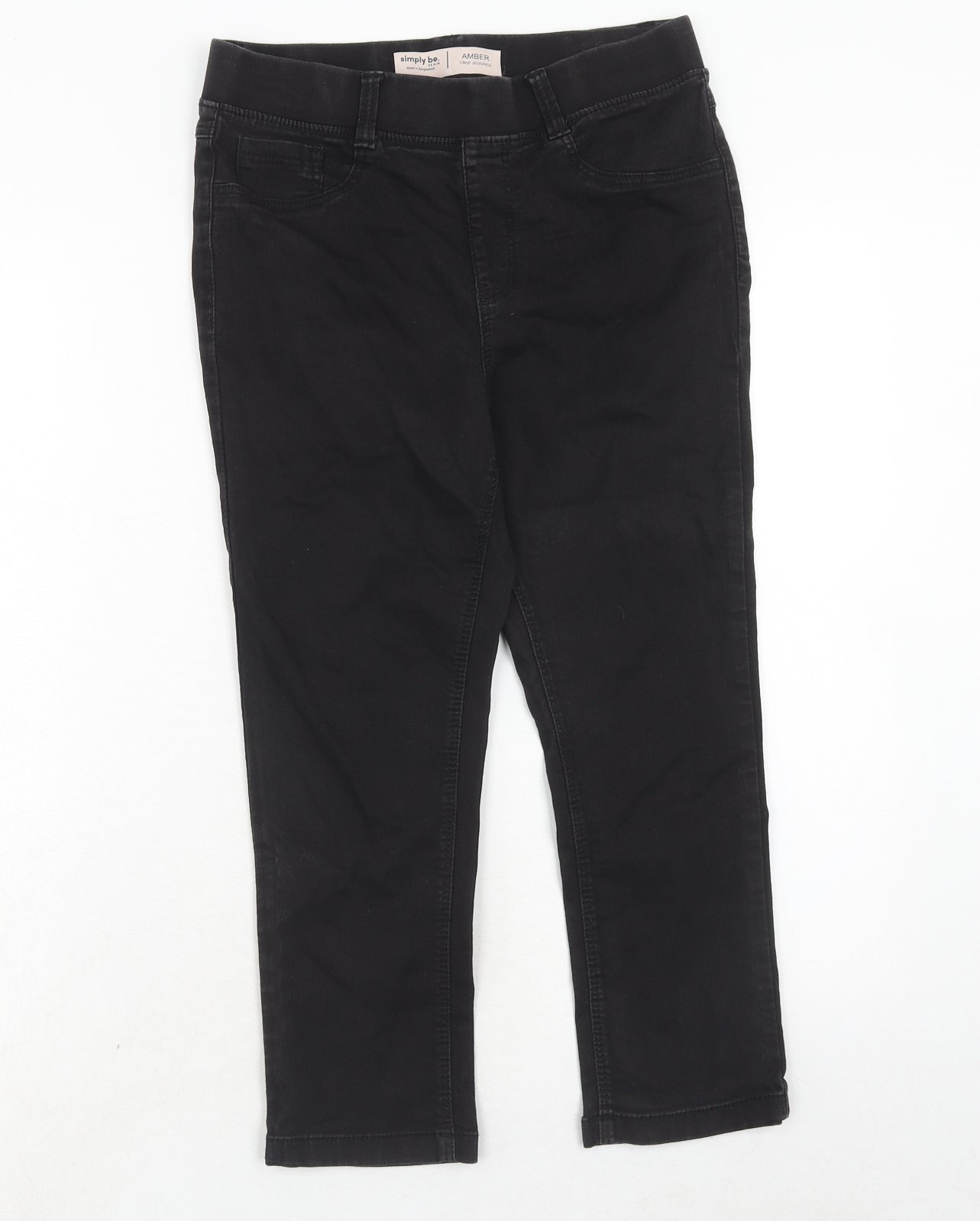 Simply Be Womens Black Cotton Straight Jeans Size 12 Regular