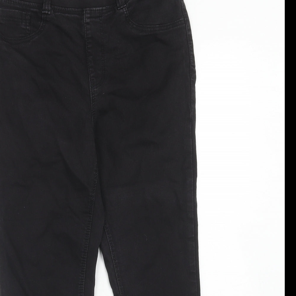 Simply Be Womens Black Cotton Straight Jeans Size 12 Regular