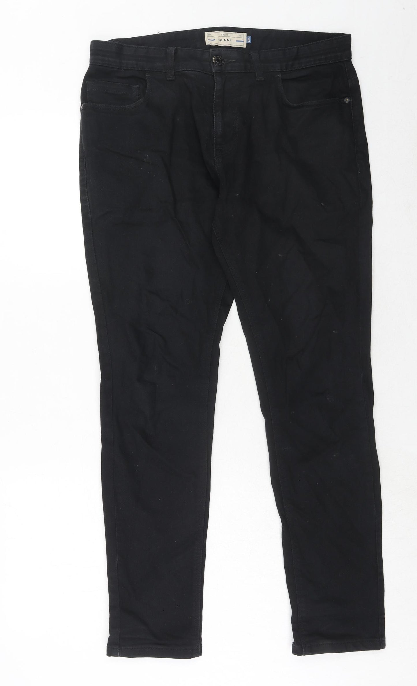 NEXT Mens Black Cotton Skinny Jeans Size 32 in L31 in Regular Zip