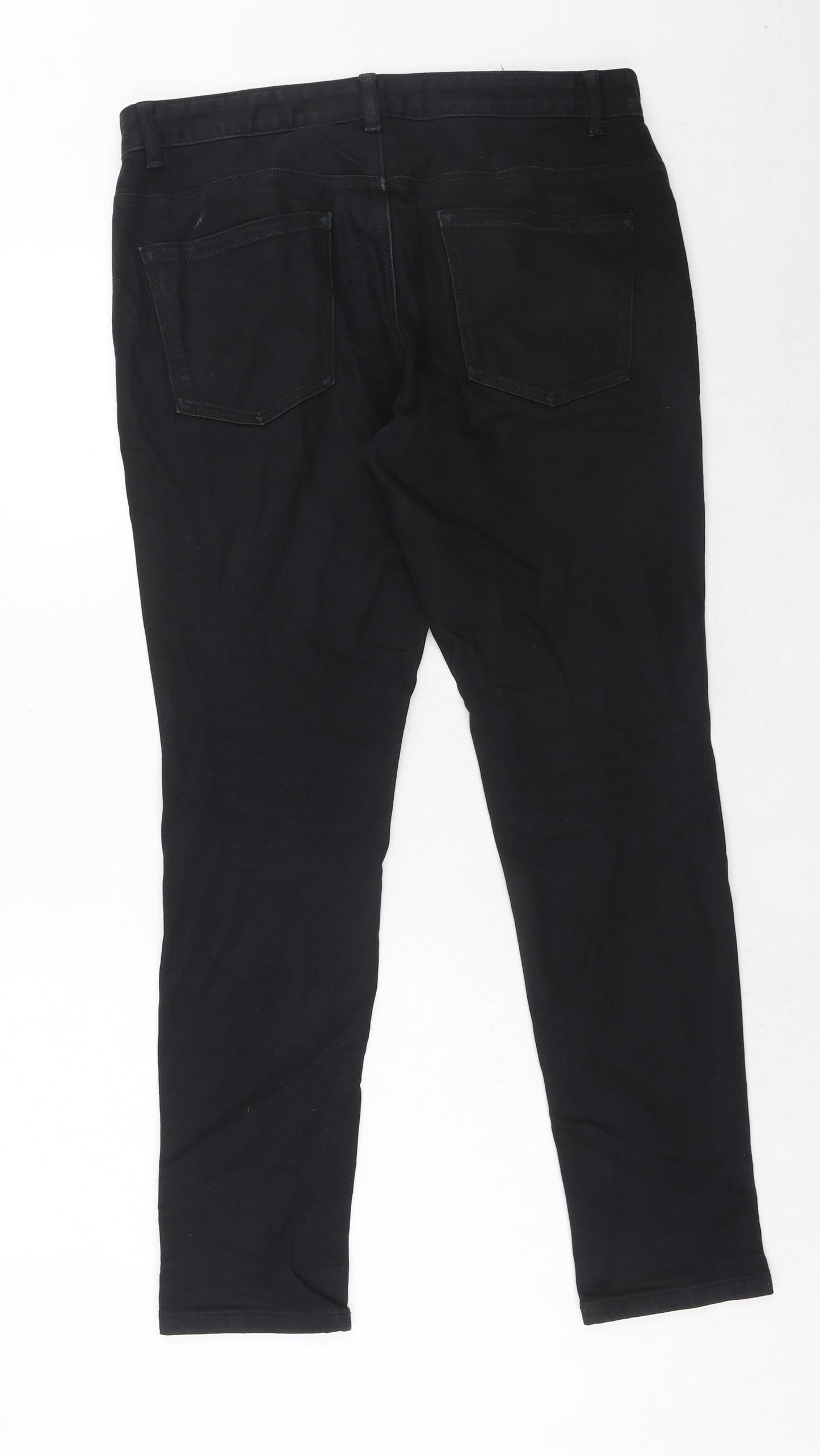 NEXT Mens Black Cotton Skinny Jeans Size 32 in L31 in Regular Zip