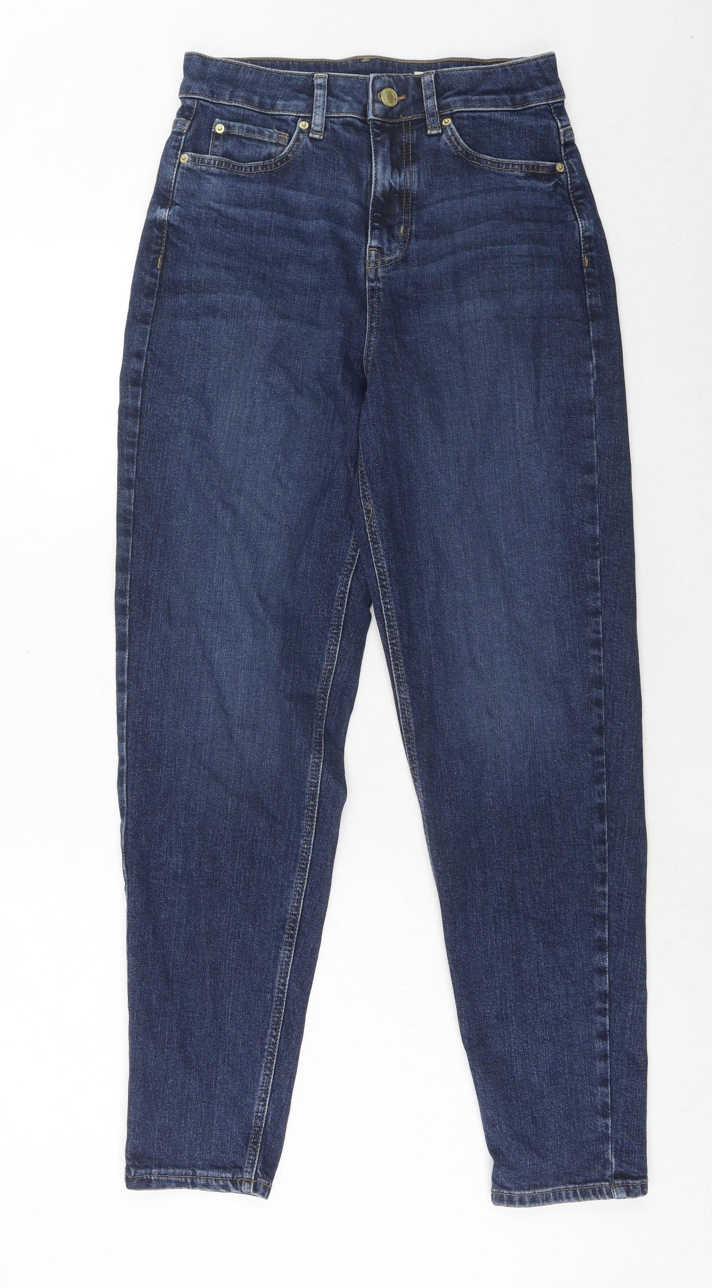 Marks and Spencer Womens Blue Cotton Skinny Jeans Size 8 Regular Zip