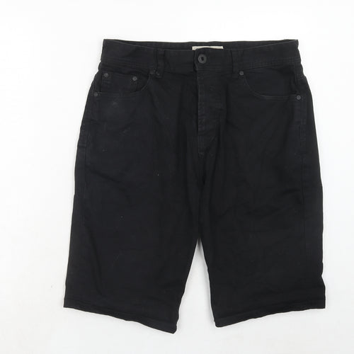 NEXT Mens Black Cotton Chino Shorts Size 32 in Regular Button