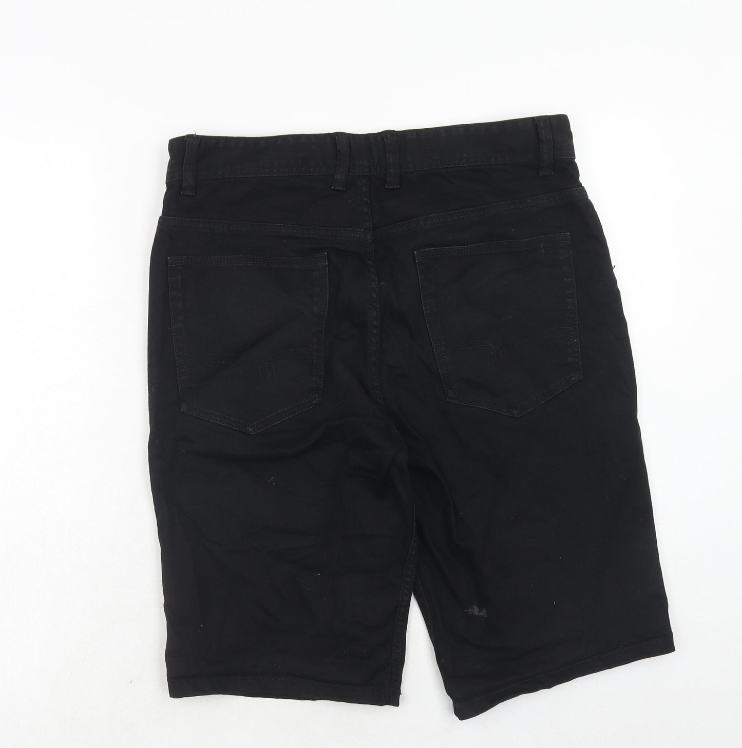 NEXT Mens Black Cotton Chino Shorts Size 32 in Regular Button