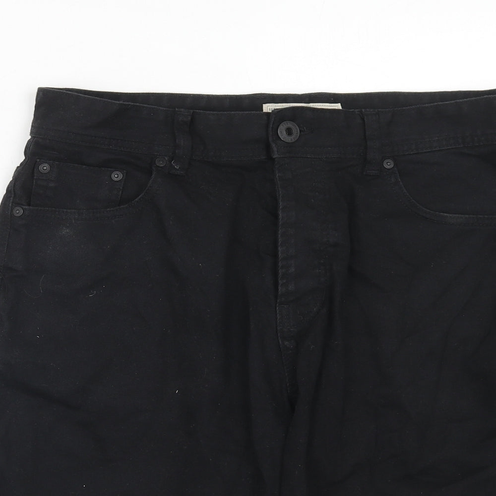 NEXT Mens Black Cotton Chino Shorts Size 32 in Regular Button
