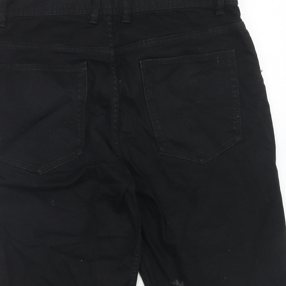 NEXT Mens Black Cotton Chino Shorts Size 32 in Regular Button
