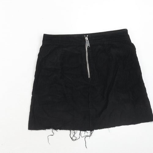 Marks and Spencer Womens Black Cotton Mini Skirt Size 8 Zip