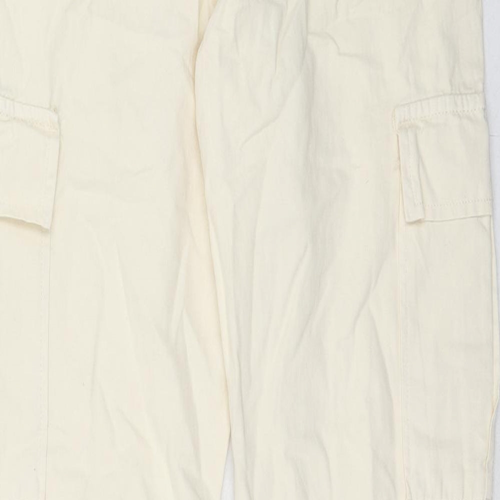 Stradivarius Womens Ivory Cotton Straight Jeans Size 12 Regular Zip
