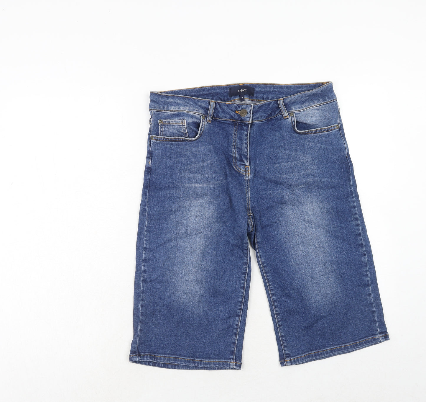 NEXT Womens Blue Cotton Chino Shorts Size 14 Regular Zip