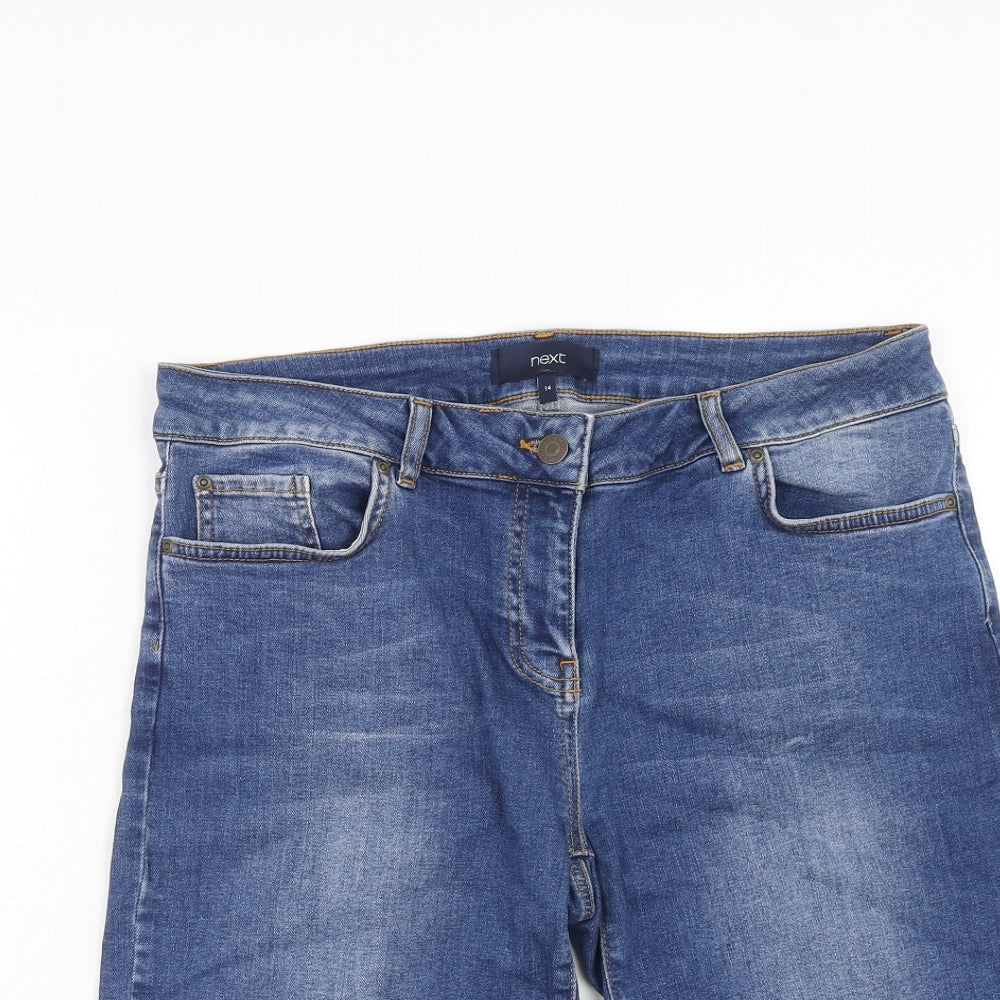NEXT Womens Blue Cotton Chino Shorts Size 14 Regular Zip