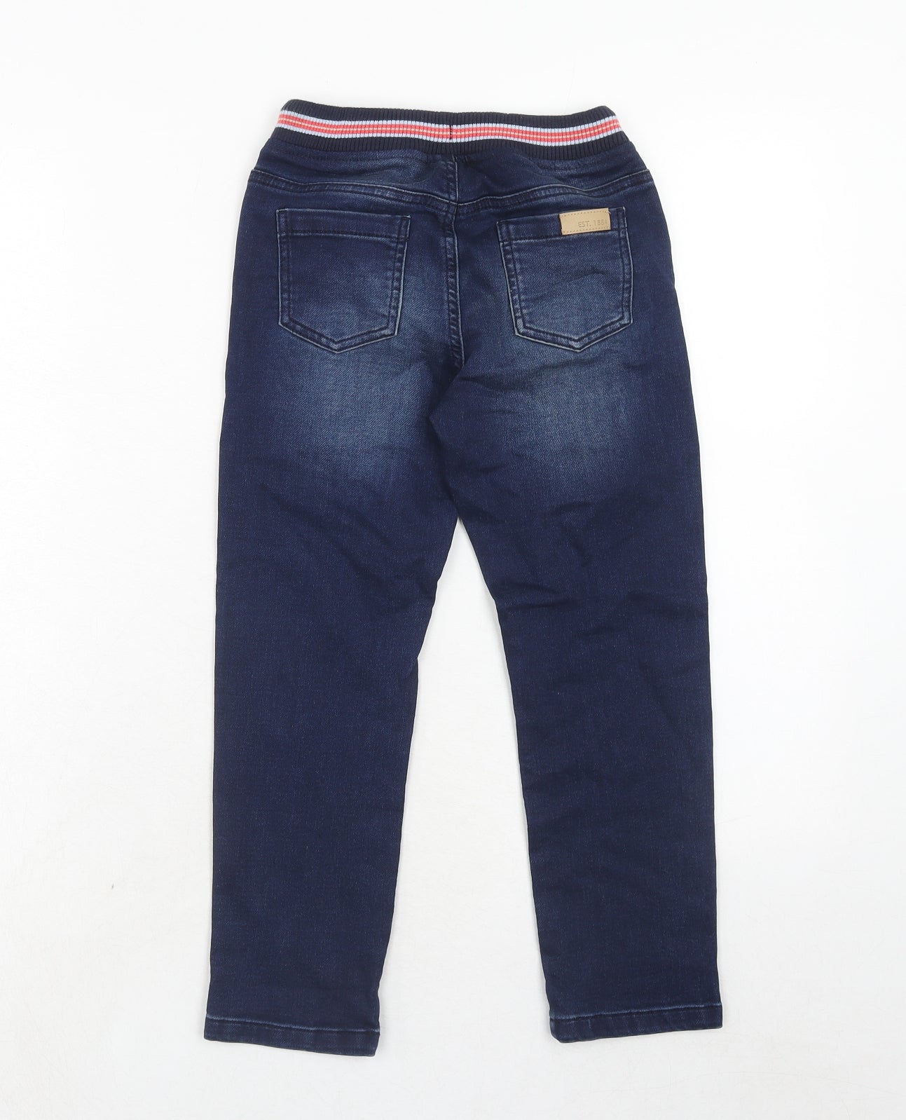 Marks and Spencer Boys Blue Cotton Straight Jeans Size 6-7 Years Relaxed Drawstring