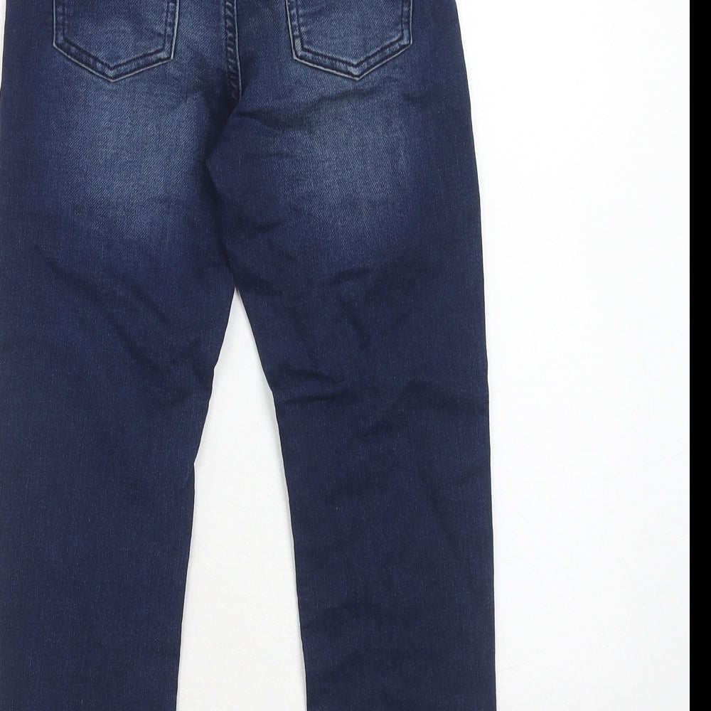Marks and Spencer Boys Blue Cotton Straight Jeans Size 6-7 Years Relaxed Drawstring