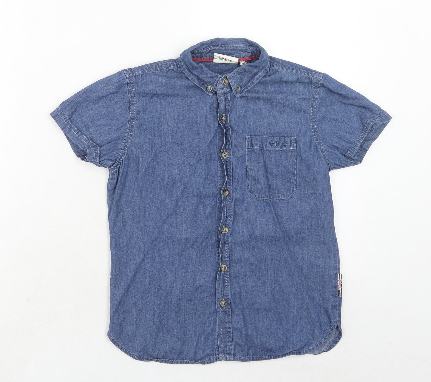 Lee Cooper Boys Blue Cotton Basic Button-Up Size 7-8 Years Collared Button