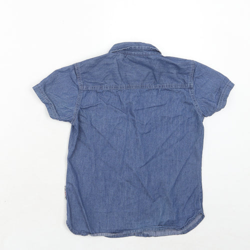 Lee Cooper Boys Blue Cotton Basic Button-Up Size 7-8 Years Collared Button