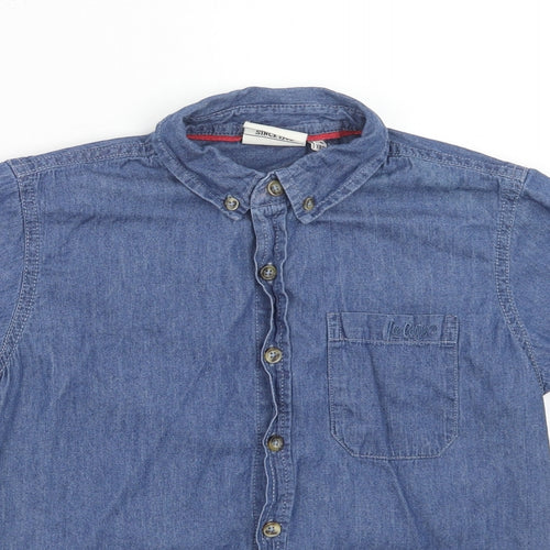 Lee Cooper Boys Blue Cotton Basic Button-Up Size 7-8 Years Collared Button