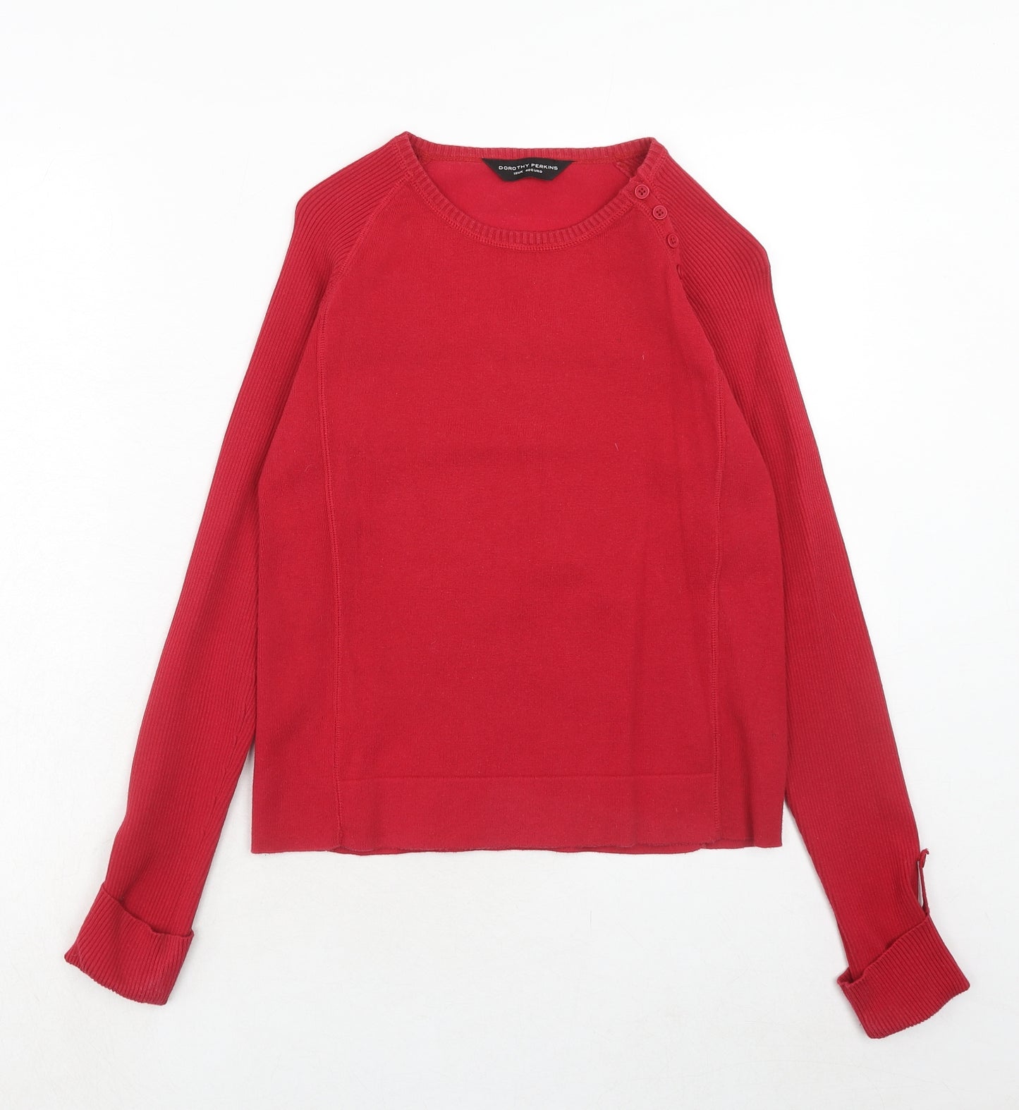 Dorothy Perkins Womens Red Round Neck Cotton Pullover Jumper Size 12