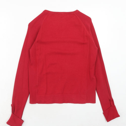 Dorothy Perkins Womens Red Round Neck Cotton Pullover Jumper Size 12