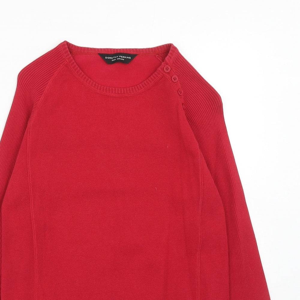Dorothy Perkins Womens Red Round Neck Cotton Pullover Jumper Size 12