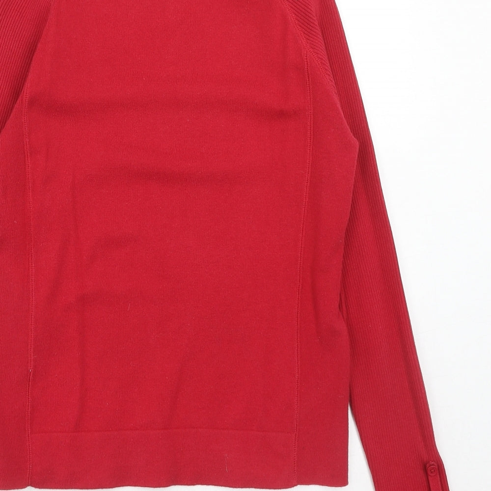 Dorothy Perkins Womens Red Round Neck Cotton Pullover Jumper Size 12