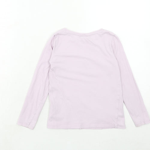H&M Girls Pink Cotton Pullover T-Shirt Size 6-7 Years Boat Neck Pullover - Love