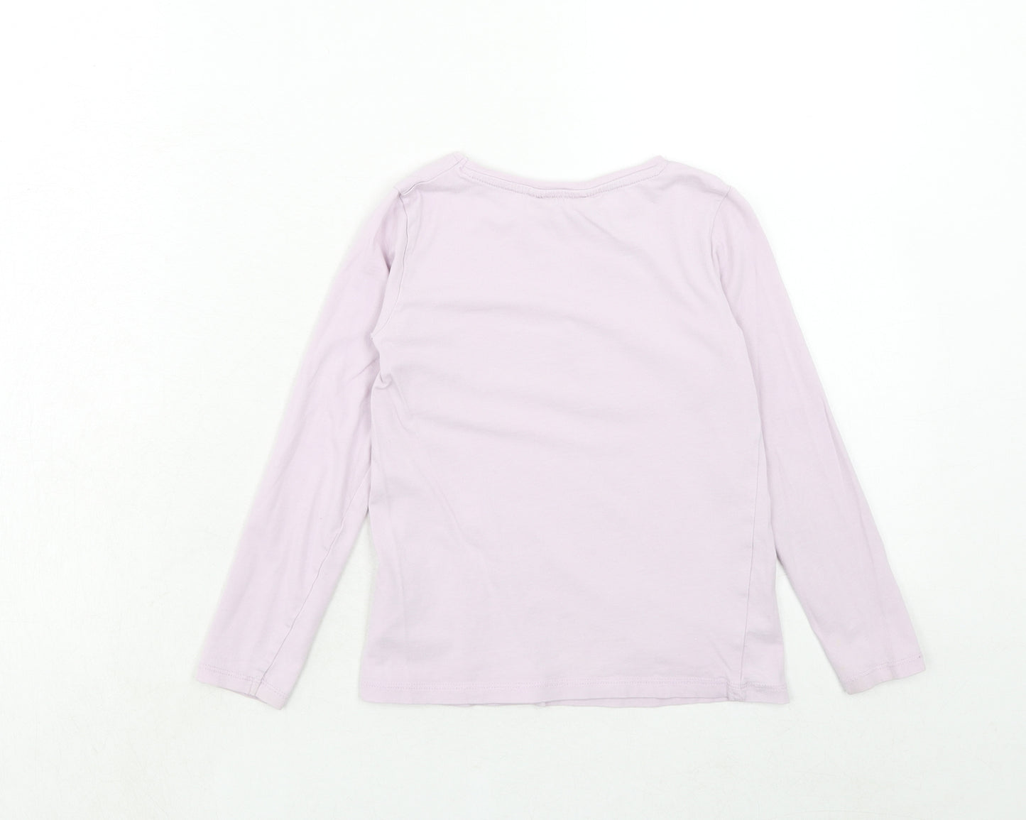 H&M Girls Pink Cotton Pullover T-Shirt Size 6-7 Years Boat Neck Pullover - Love