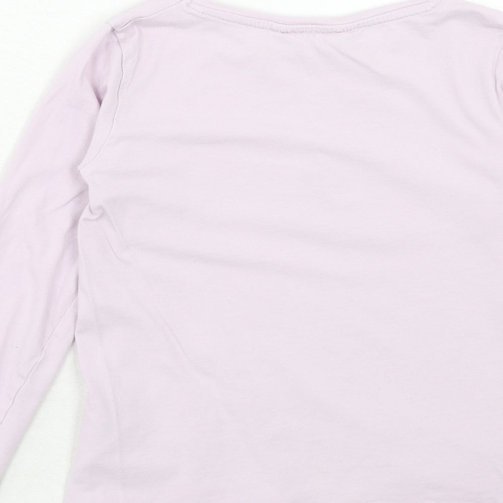 H&M Girls Pink Cotton Pullover T-Shirt Size 6-7 Years Boat Neck Pullover - Love
