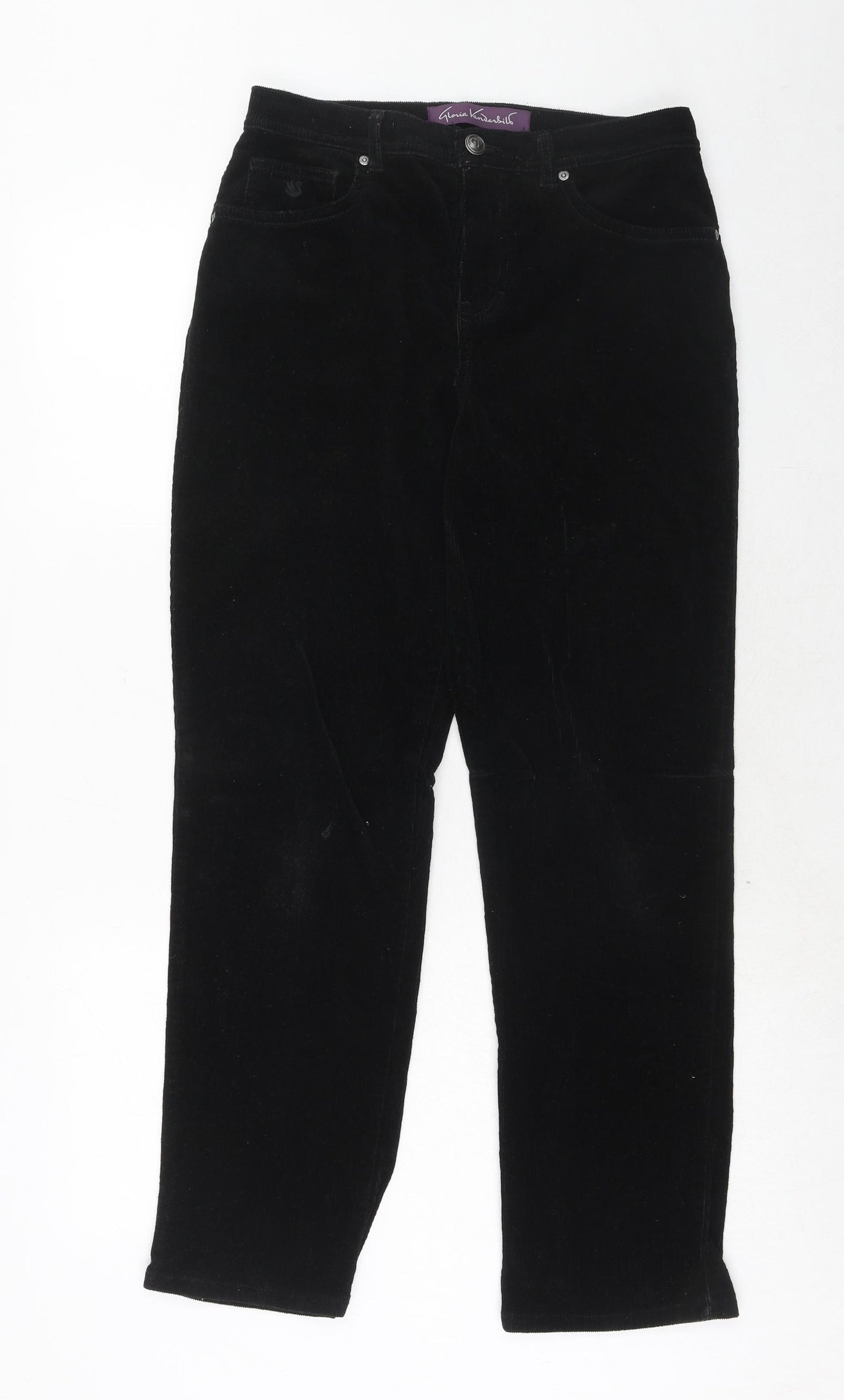 Gloria Vanderbilt Womens Black Cotton Trousers Size 6 Regular Zip
