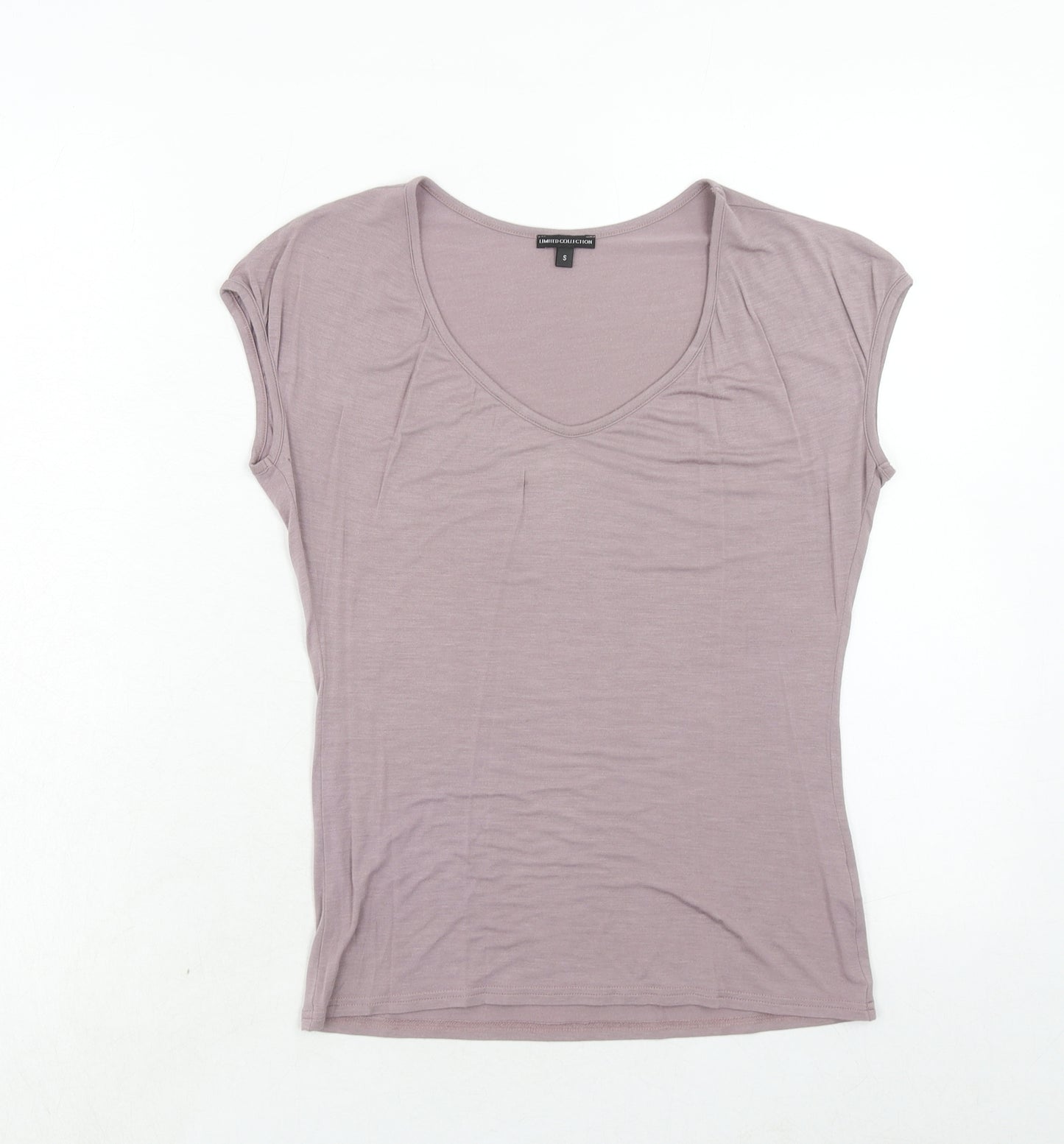 Marks and Spencer Womens Purple Viscose Basic T-Shirt Size S Scoop Neck