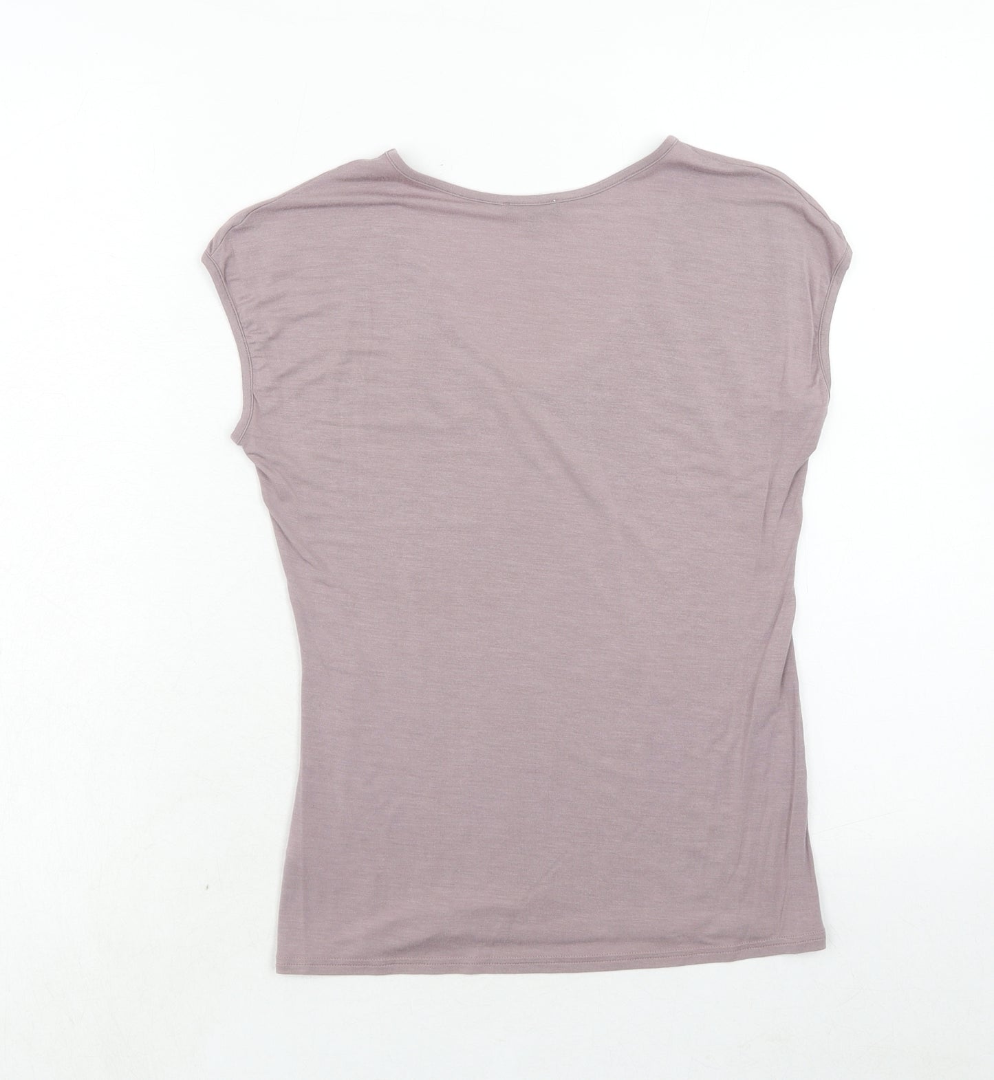 Marks and Spencer Womens Purple Viscose Basic T-Shirt Size S Scoop Neck