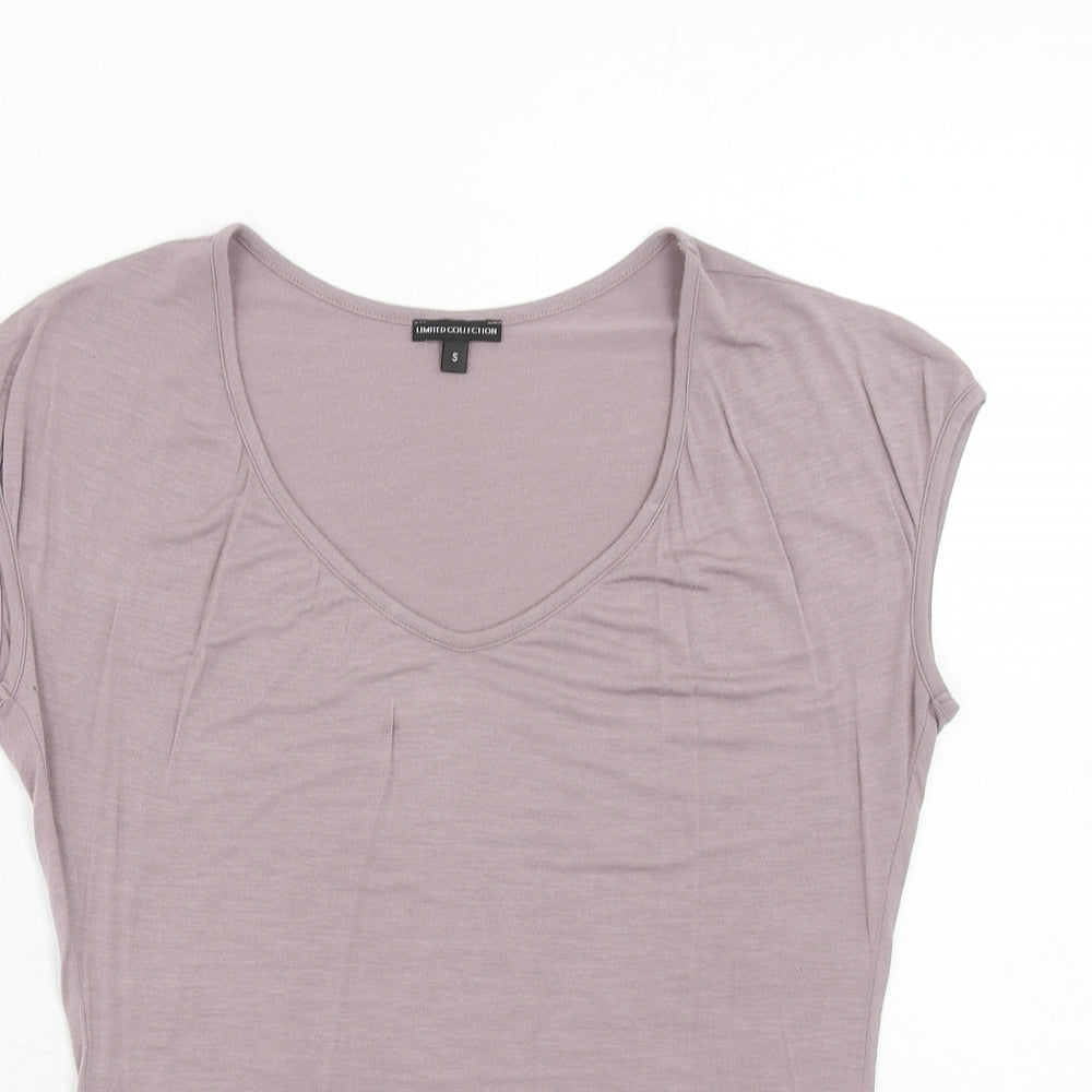 Marks and Spencer Womens Purple Viscose Basic T-Shirt Size S Scoop Neck
