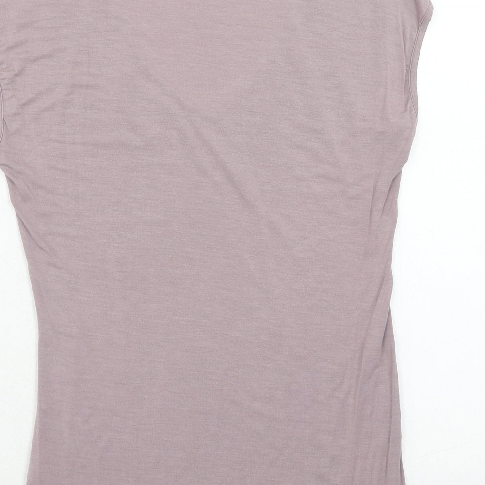 Marks and Spencer Womens Purple Viscose Basic T-Shirt Size S Scoop Neck