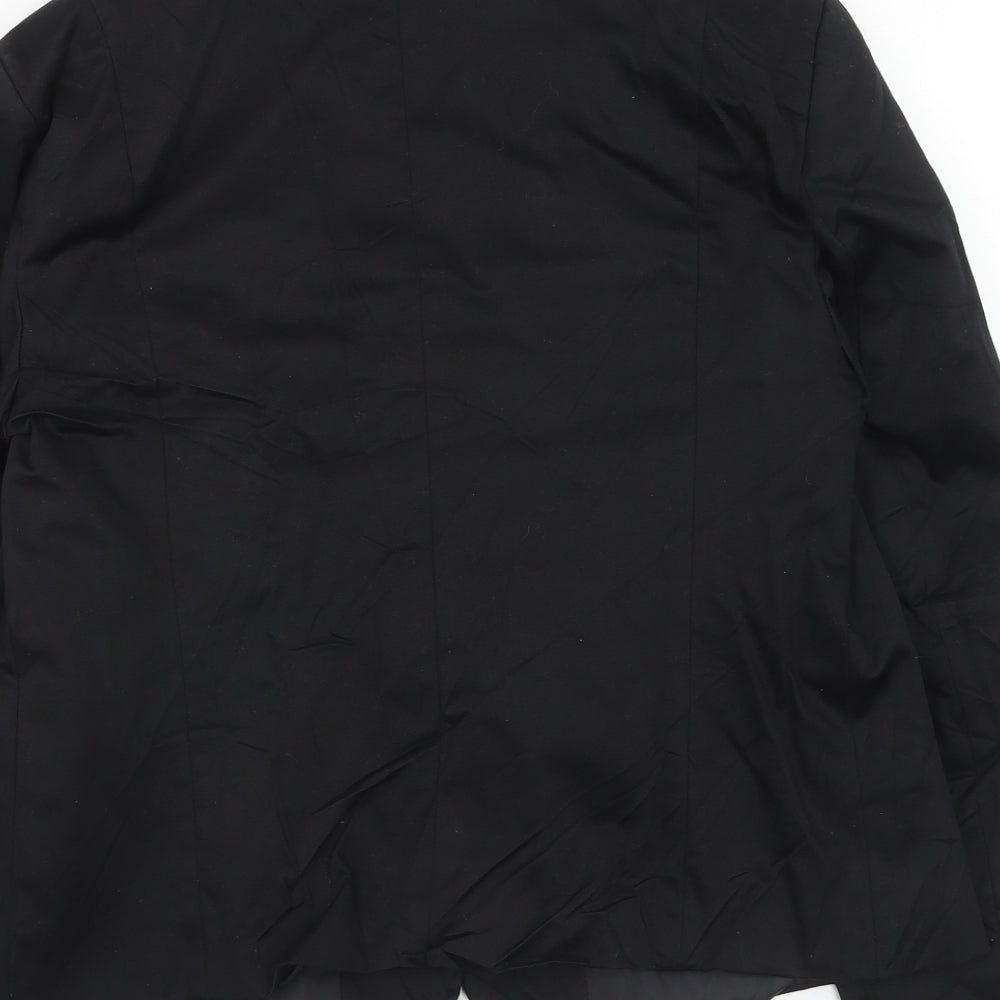 ZETA Womens Black Cotton Jacket Blazer Size 12 - Contrasting Trim