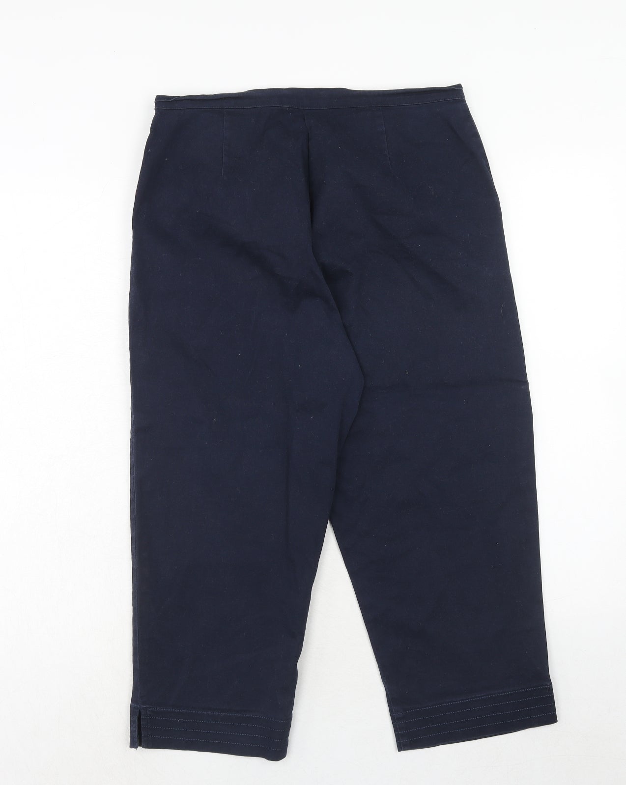 Bonmarché Womens Blue Cotton Trousers Size 14 Regular Zip