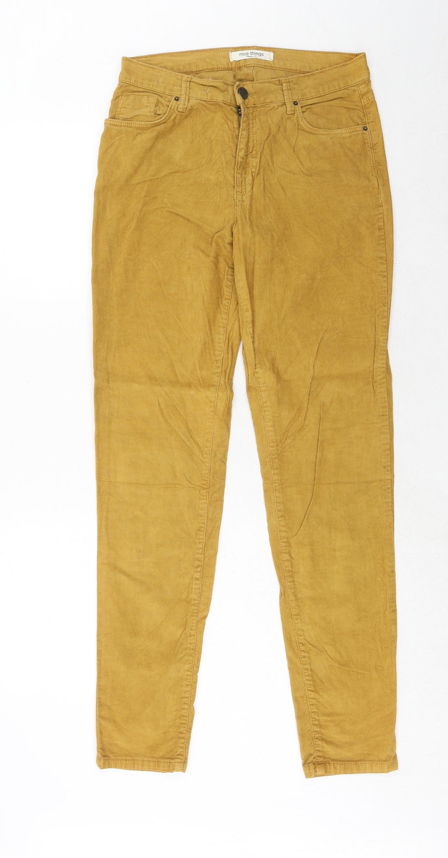 nice things Womens Yellow Cotton Trousers Size 12 Regular Zip