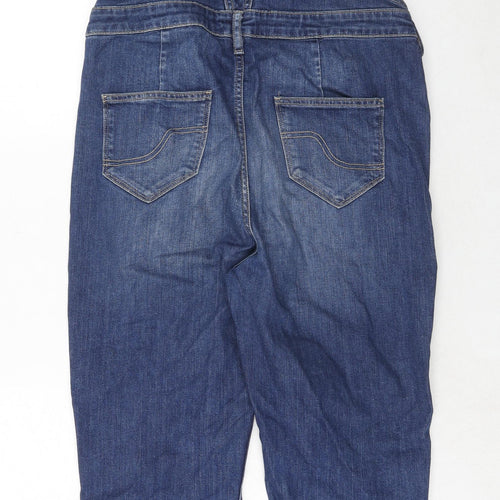 Fat Face Womens Blue Cotton Dungaree One-Piece Size 10 Button