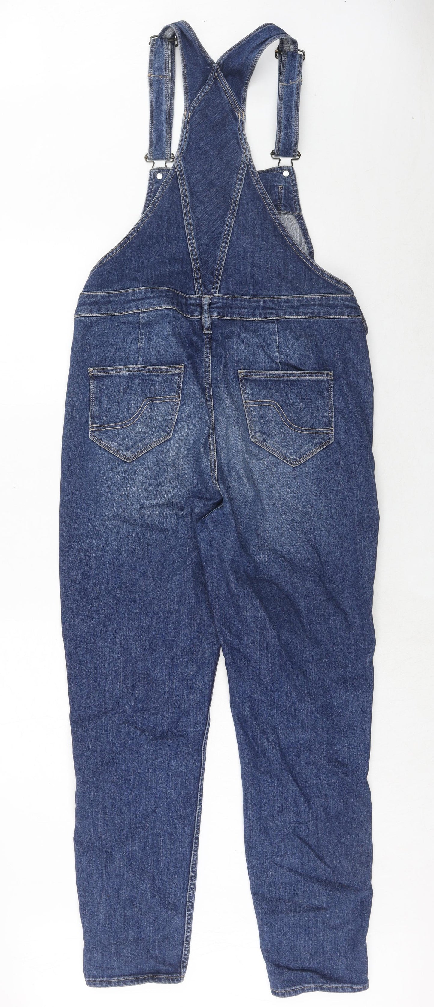 Fat Face Womens Blue Cotton Dungaree One-Piece Size 10 Button