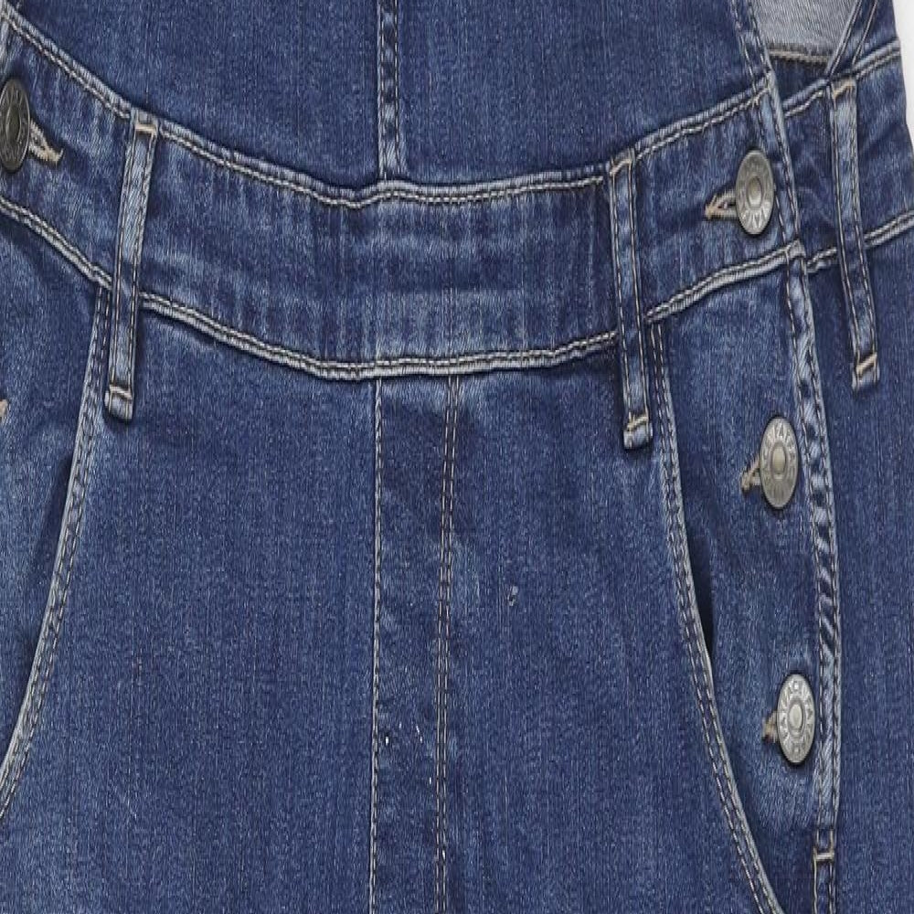 Fat Face Womens Blue Cotton Dungaree One-Piece Size 10 Button