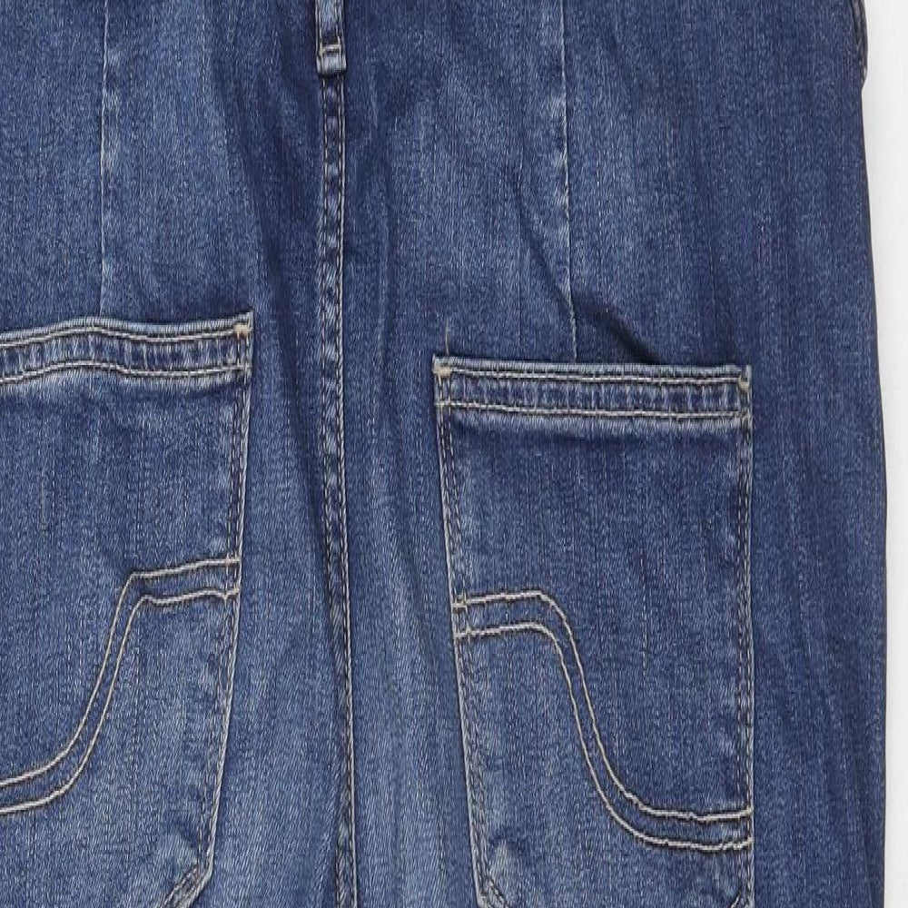 Fat Face Womens Blue Cotton Dungaree One-Piece Size 10 Button