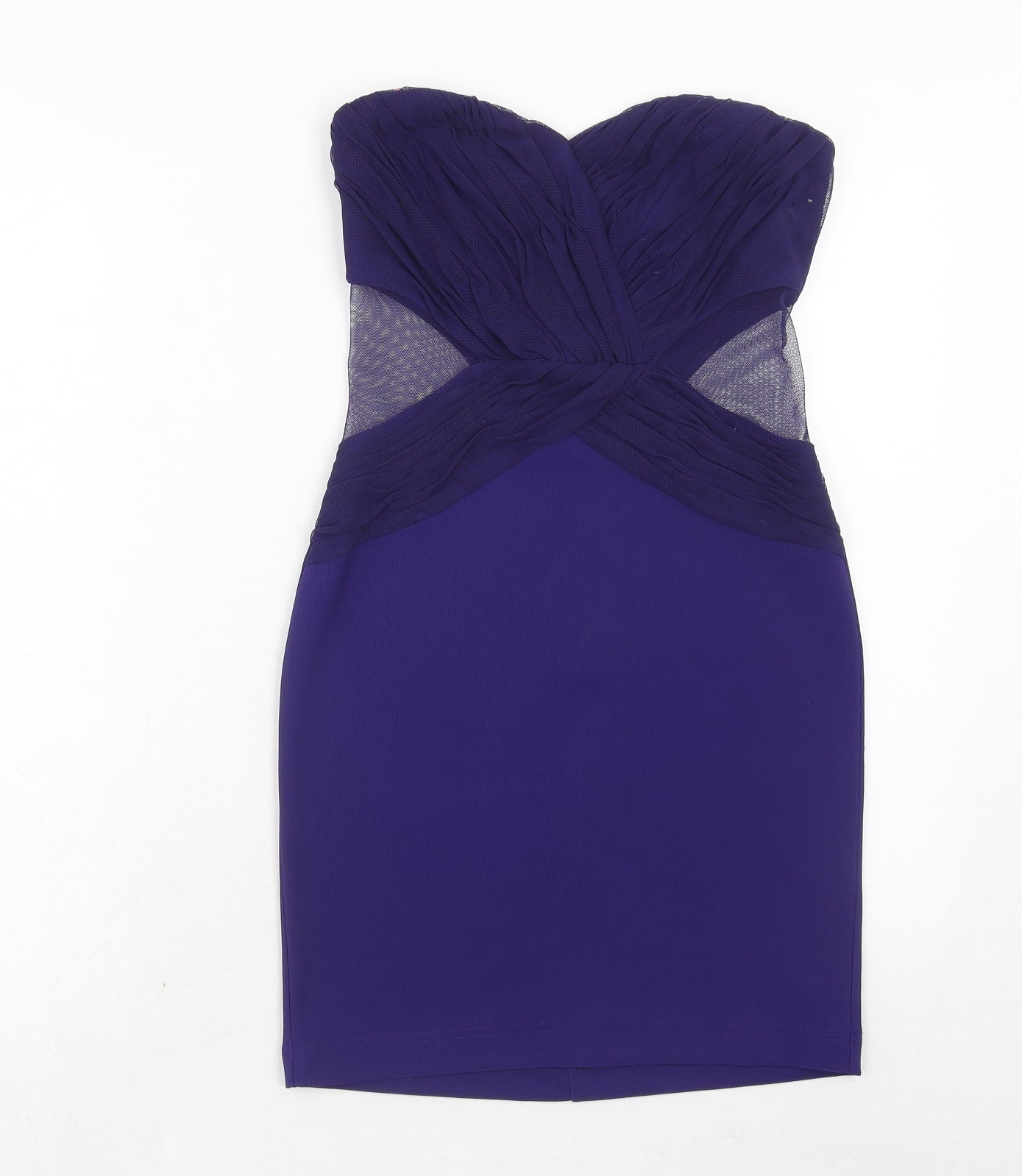Lipsy Womens Purple Colourblock Polyester Bodycon Size 10 Sweetheart Zip