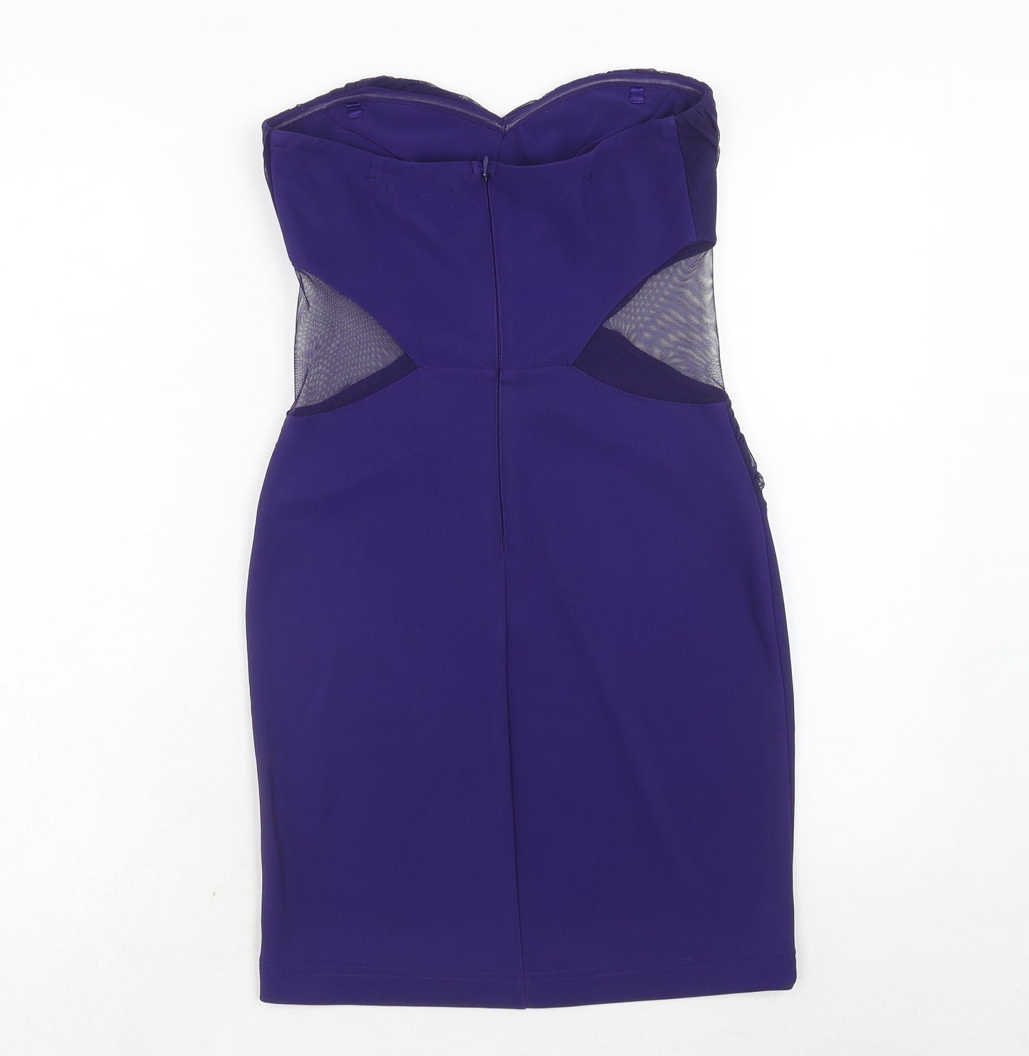 Lipsy Womens Purple Colourblock Polyester Bodycon Size 10 Sweetheart Zip