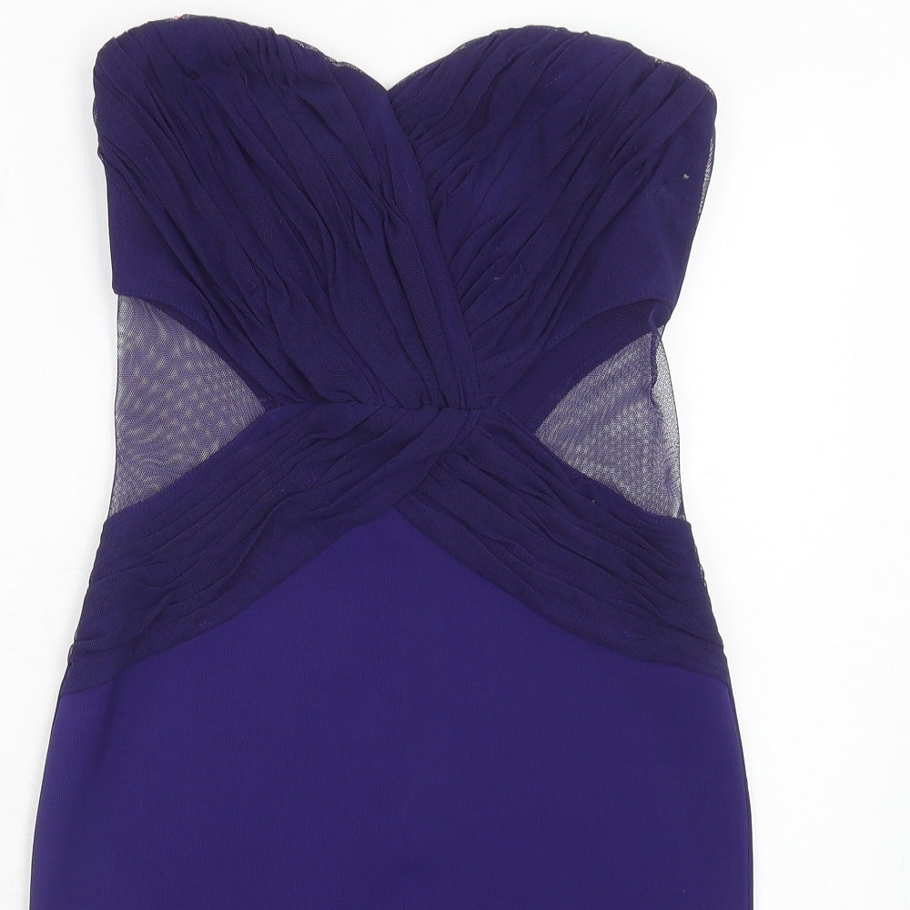 Lipsy Womens Purple Colourblock Polyester Bodycon Size 10 Sweetheart Zip