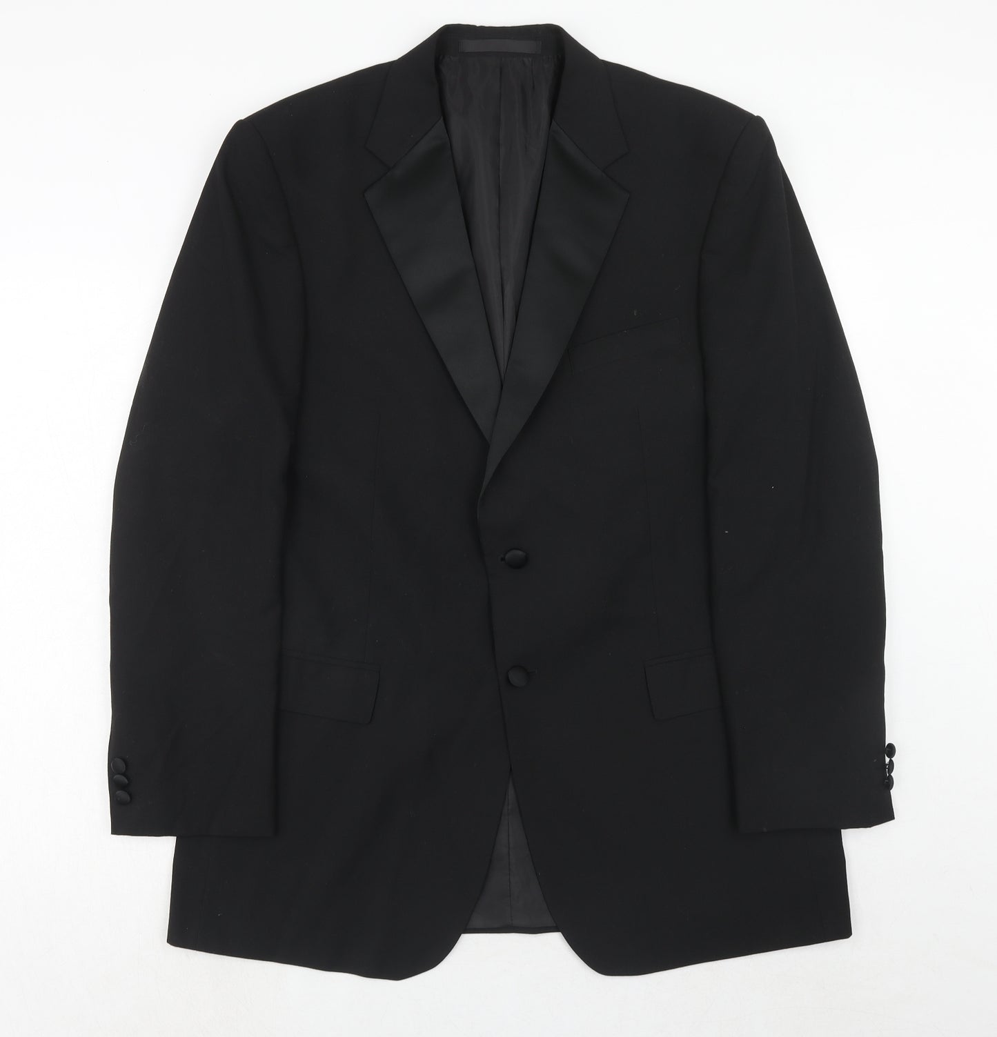 Marks and Spencer Mens Black Polyester Jacket Suit Size 42 Regular