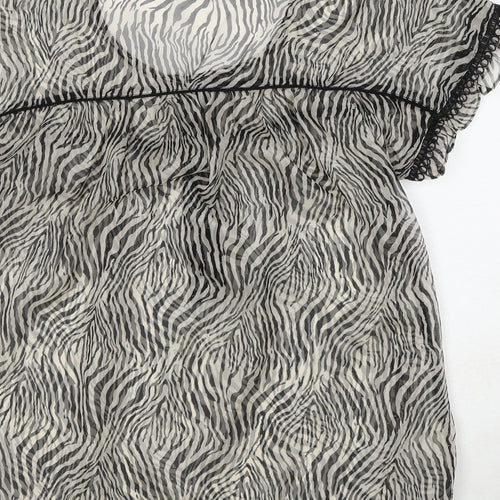 CULTURE Womens Beige Animal Print Polyester Basic T-Shirt Size L Round Neck - Tiger Print