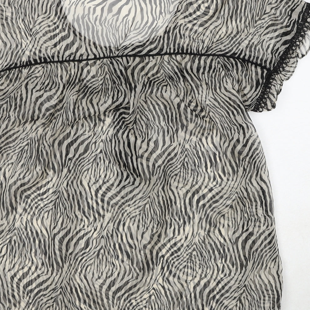 CULTURE Womens Beige Animal Print Polyester Basic T-Shirt Size L Round Neck - Tiger Print
