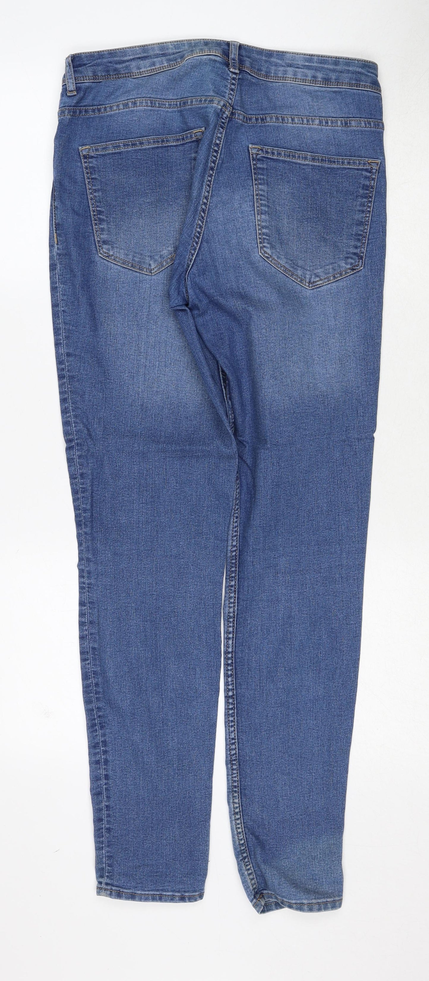 H&M Womens Blue Cotton Skinny Jeans Size 12 Regular Zip