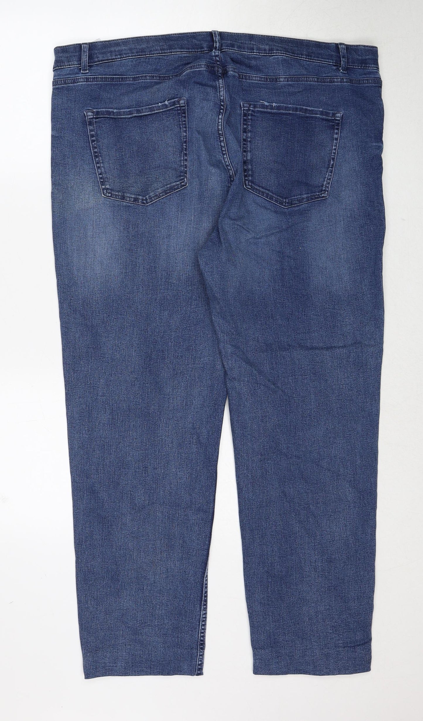 Marks and Spencer Womens Blue Cotton Straight Jeans Size 22 Regular Zip