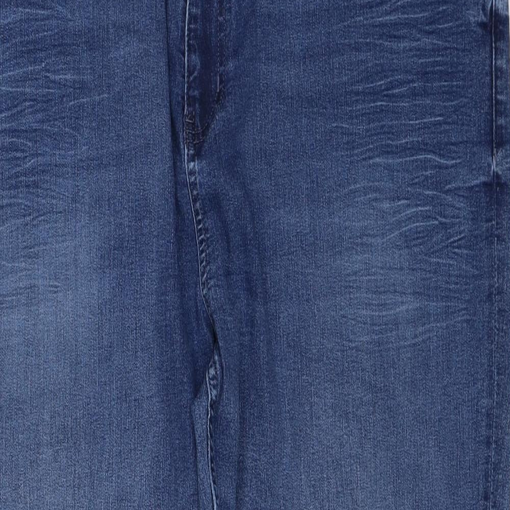 Marks and Spencer Womens Blue Cotton Straight Jeans Size 22 Regular Zip