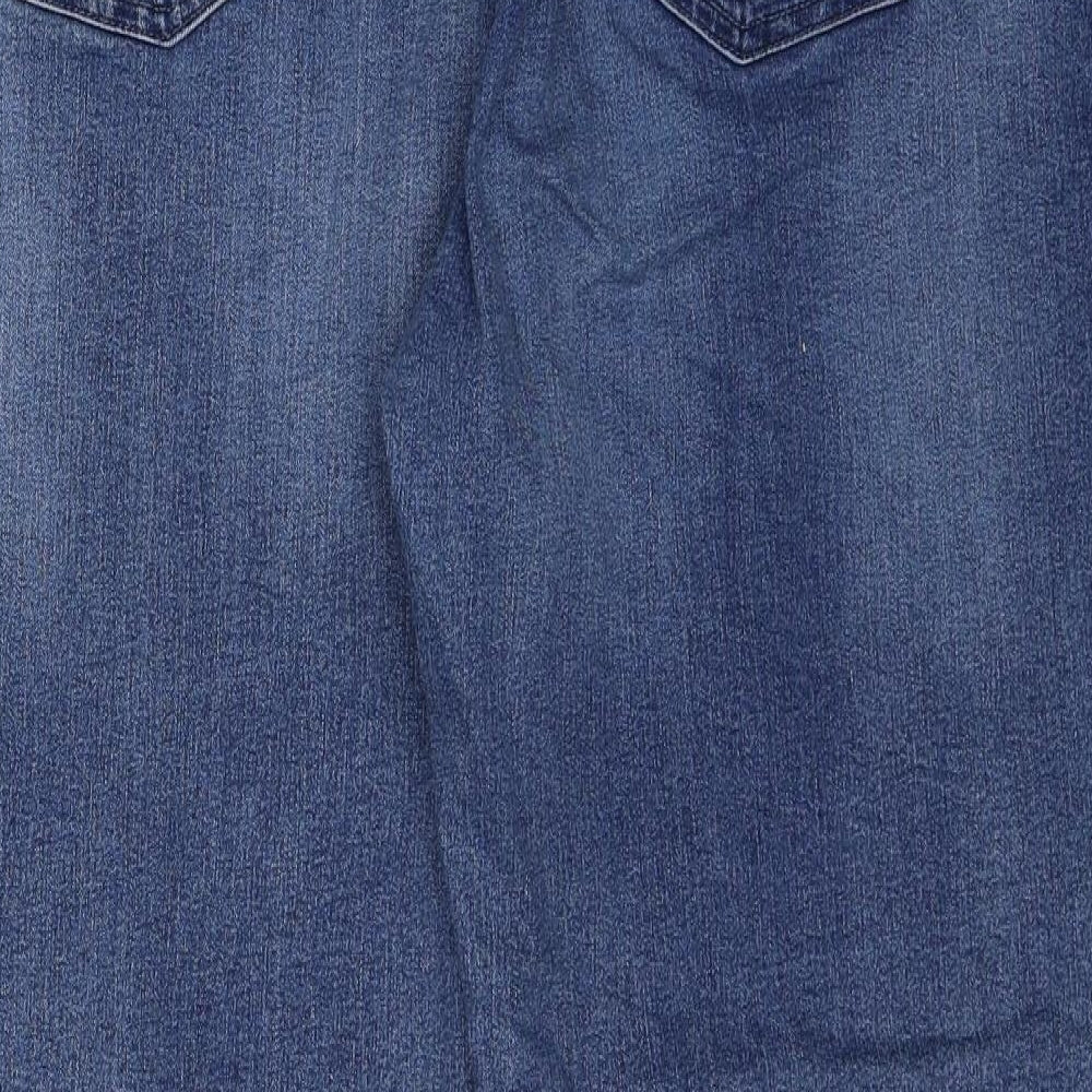 Marks and Spencer Womens Blue Cotton Straight Jeans Size 22 Regular Zip