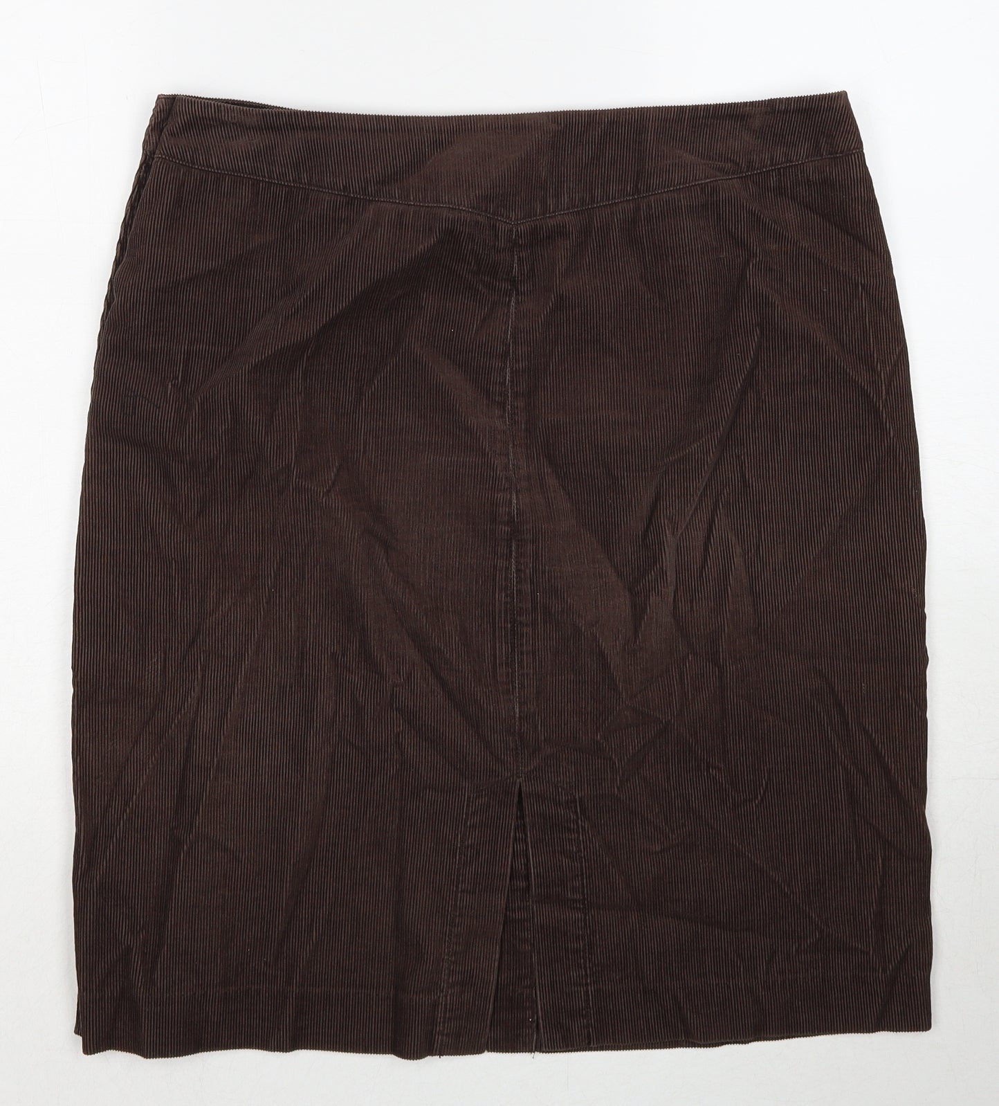 Austin Reed Womens Brown Cotton A-Line Skirt Size 14 Button