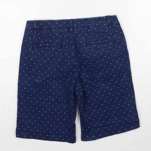 Industrie Khakis Womens Blue Polka Dot Cotton Chino Shorts Size 6 Regular Zip